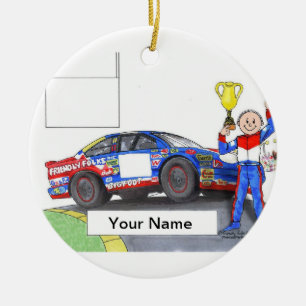 Race Car Driver, Stock - Male Ceramic Tree Decoration