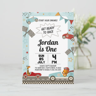 Race Car Engines Birthday Party Invitation