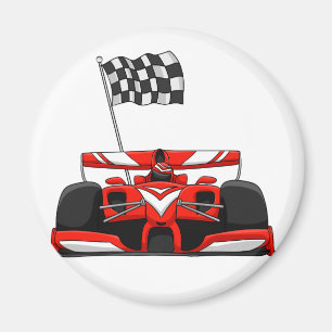 Race car extreme cartoon Choose background color Magnet