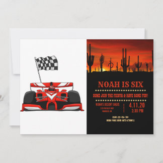 Race car extreme cartoon |Choose background colour Invitation