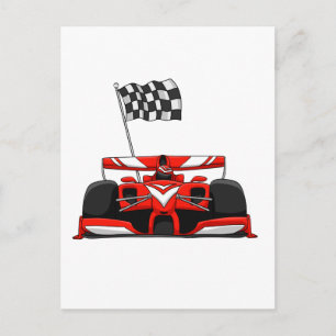 Race car extreme cartoon  Choose background colour Postcard