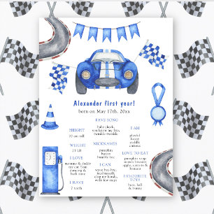 Race Car First Birthday Milestone Birthday Poster