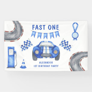 Race Car First Birthday Party  Banner