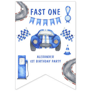 Race Car First Birthday Party Bunting