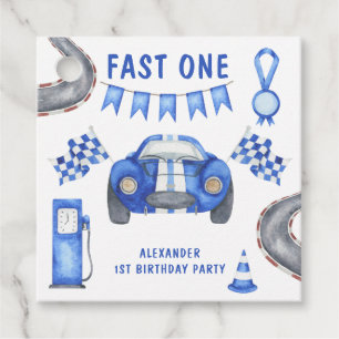 Race Car First Birthday Party Favour Tags