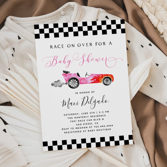 Race Car Girl Baby Shower Invitation (Creator Uploaded)