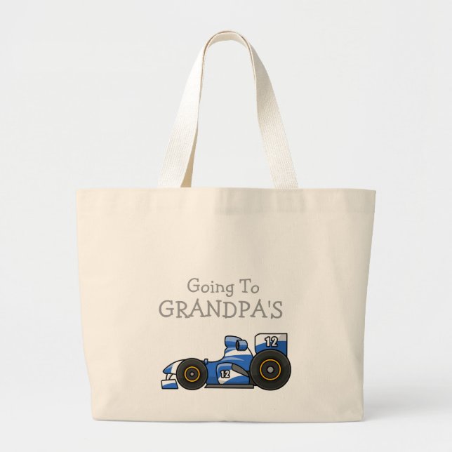 Race Car Going To Grandpa's Tote Bag (Front)