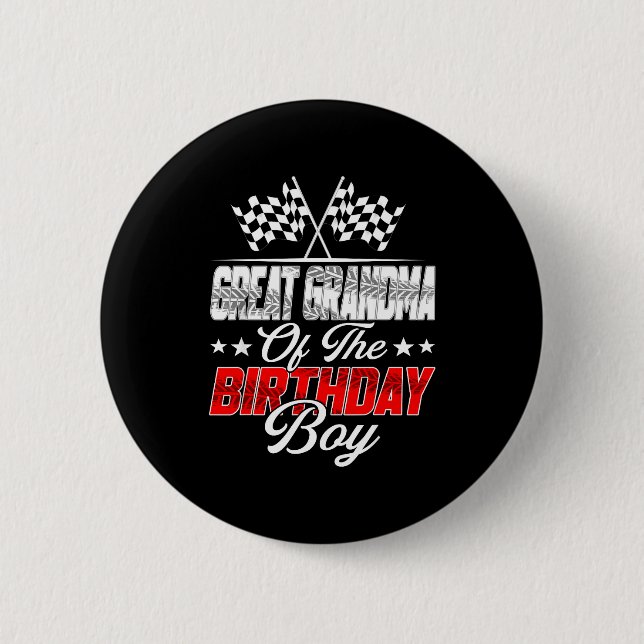 Race Car Great Grandma Of The Birthday Boy Racing  6 Cm Round Badge (Front)