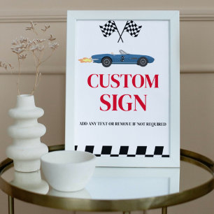 Race Car Growing up Two fast Birthday Custom Sign