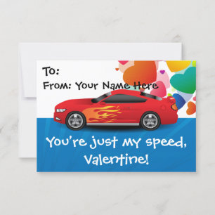 Race Car Kids Personalised Classroom Valentine Invitation
