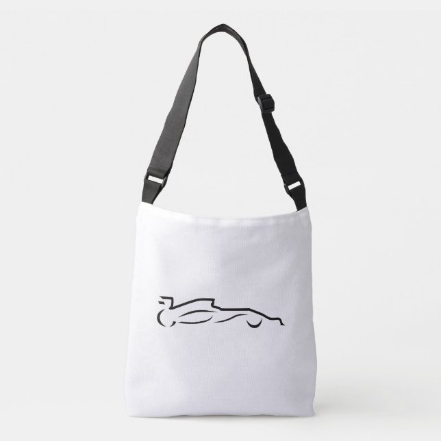 Race Car Line Drawing Silhouette Crossbody Bag (Front)