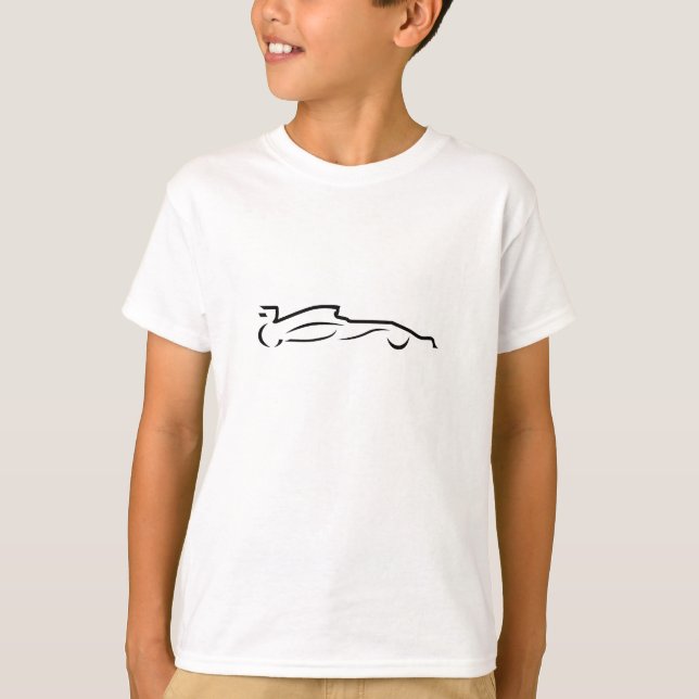 Race Car Line Drawing Silhouette T-Shirt (Front)