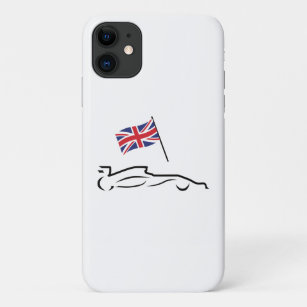 Race Car Line Drawing with British Flag Case-Mate iPhone Case