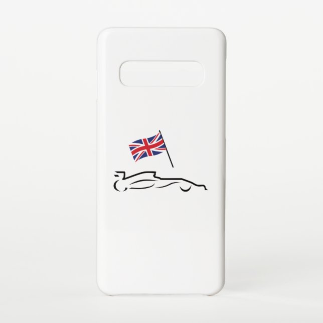 Race Car Line Drawing with British Flag Samsung Galaxy Case (Back)