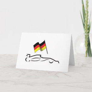 Race Car Line Drawing with German Flag Card