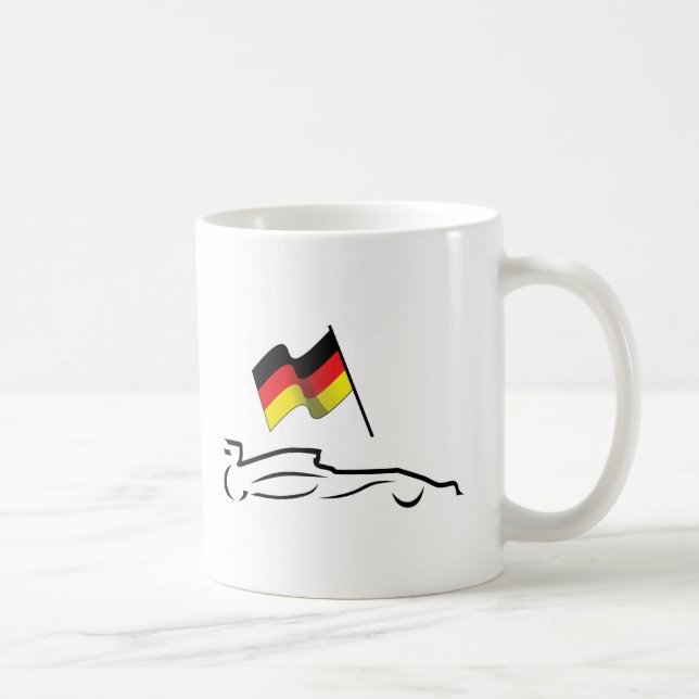 Race Car Line Drawing with German Flag Coffee Mug (Right)