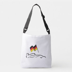 Race Car Line Drawing with German Flag Crossbody Bag