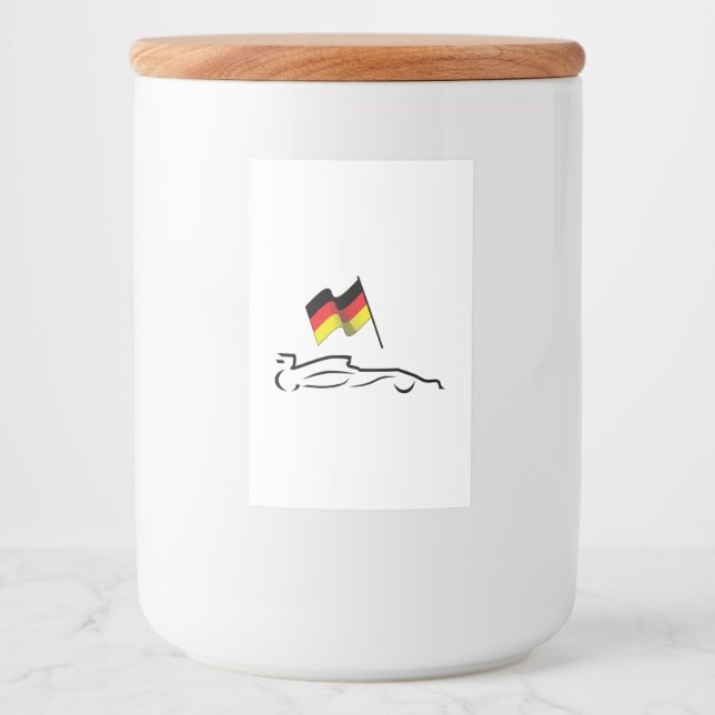 Race Car Line Drawing with German Flag Food Label (Front)