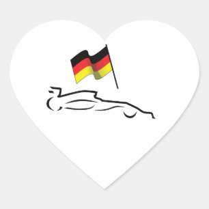 Race Car Line Drawing with German Flag Heart Sticker