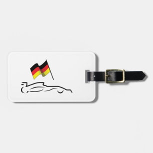 Race Car Line Drawing with German Flag Luggage Tag