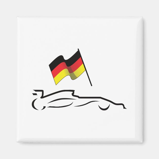Race Car Line Drawing with German Flag Magnet (Front)
