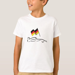 Race Car Line Drawing with German Flag T-Shirt