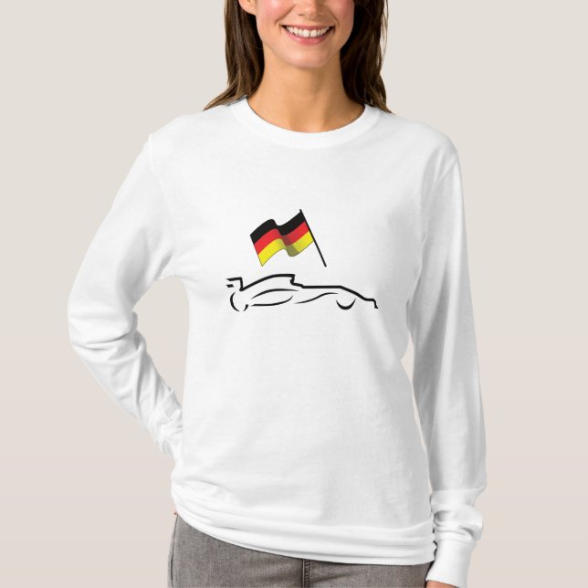 Race Car Line Drawing with German Flag T-Shirt (Front)