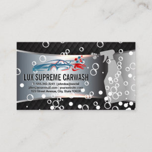 Race Car Logo Soap Bubbles Car Wash Business Card