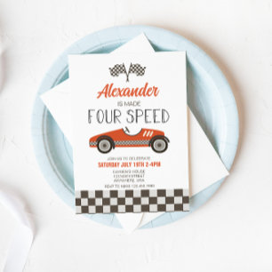 Race Car Made Four Speed Birthday Invitation