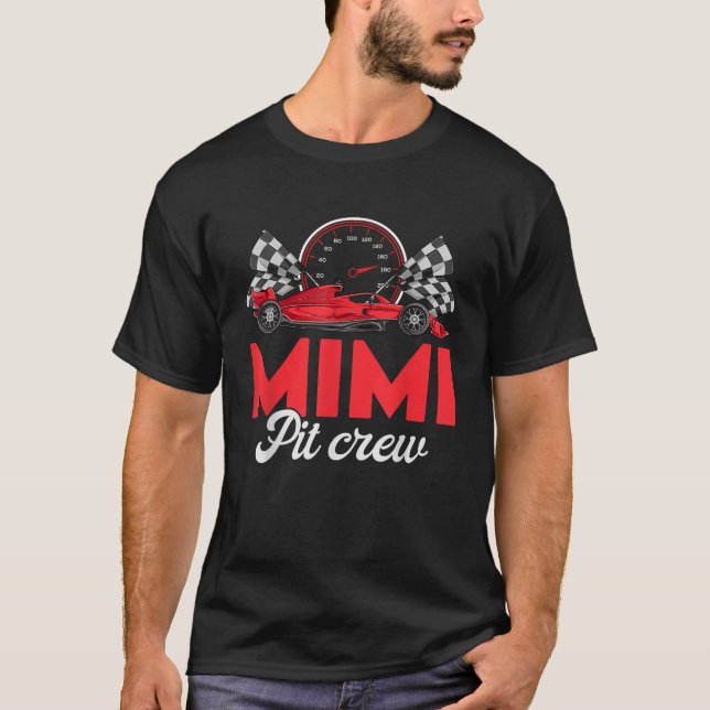 Race Car Mimi Of The Birthday Boy Mimi Pit Crew  T-Shirt (Front)