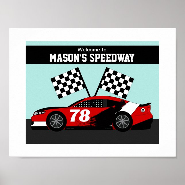 Race Car Name and Number Wall Poster (Front)