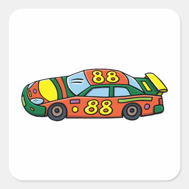 Race Car Number 88 Square Sticker (Front)