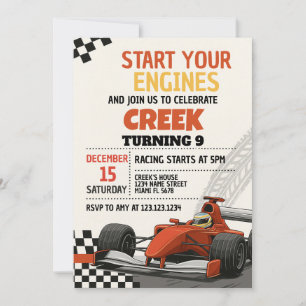 Race Car Party Birthday Invitation