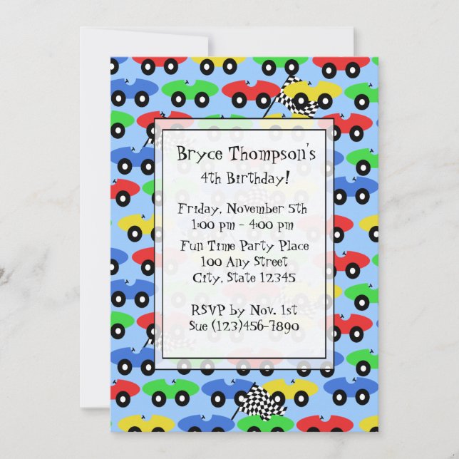 Race Car Party Invitation (Front)