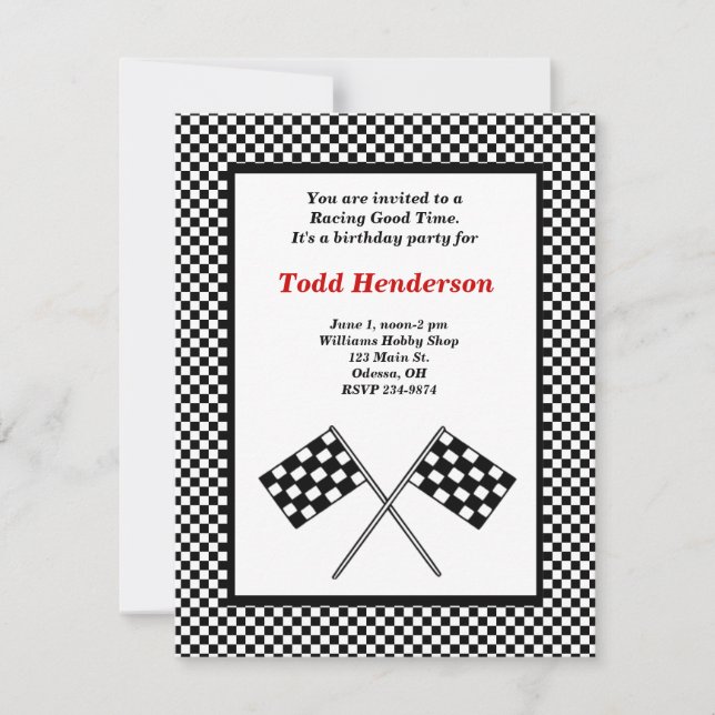 Race Car Party Invitation (Front)