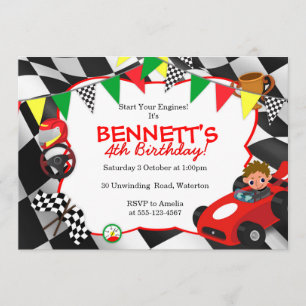 Race Car Party Invitations Racing Themed