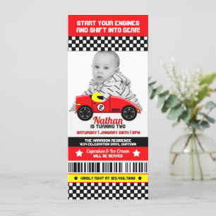 Race Car Photo Template Birthday Party Invitation
