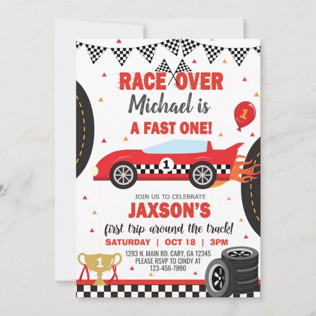 Race car, race cars, racing boy birthday invite. i invitation (Front)