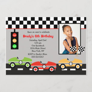 Race Car Racecar Brithday Birthday Invitation 2