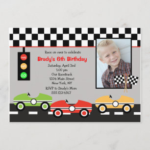 Race Car Racecar Brithday Boys Birthday Invitation