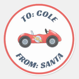 Race Car Racetra Christmas Custom Gift Tag Sticker