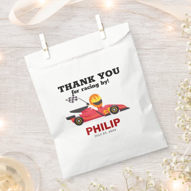 Race Car Racing Birthday Party Favour Bag (Clipped)