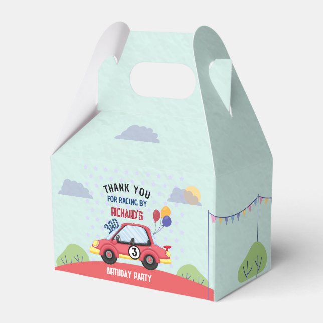 Race Car Racing Kid's Birthday Theme Favour Box (Front Side)