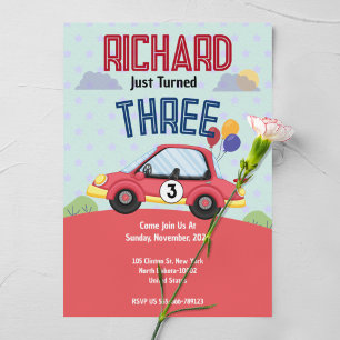 Race Car Racing Kid's Birthday Theme Invitation
