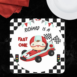 Race Car Racing Kid's Birthday Theme Square Sticker