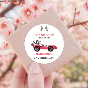 Race Car Red Birthday Party Classic Round Sticker