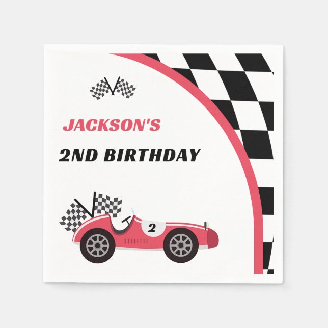 Race Car Red Birthday Party  Napkin (Front)
