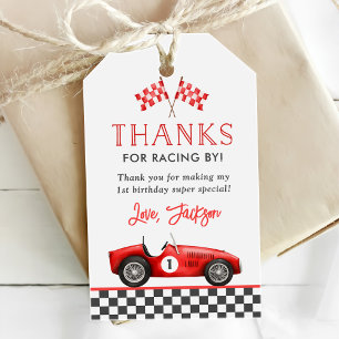 Race Car Red Racing Boy 1st Birthday Gift Tags