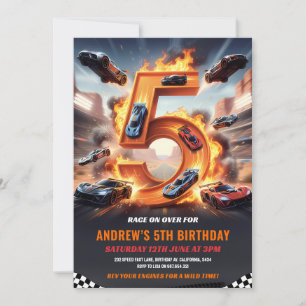 Race Car Red Speed Racer 5th Birthday Invitation