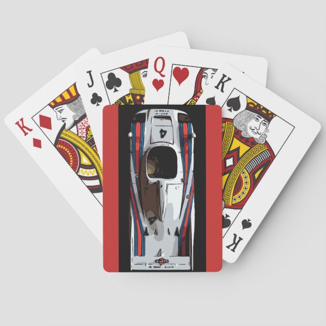 RACE CAR - red, white, blue Playing Cards (Back)